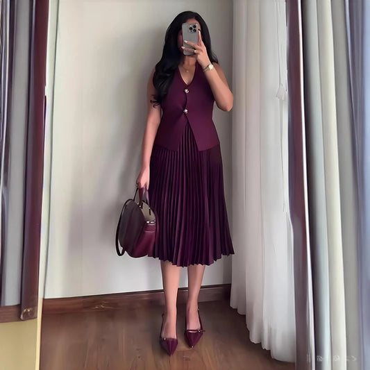 Elegant Commuting Solid Color Suit Sexy Sleeveless