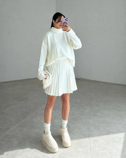 Elegant French Knitt Skirt Two Piece Set