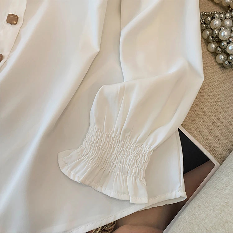 women's white and black solid color shirt elastic