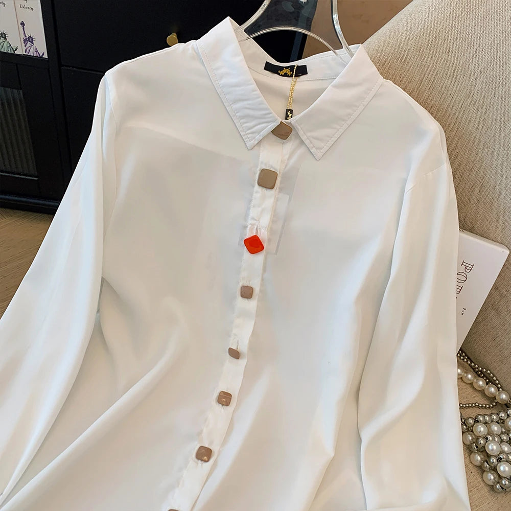 women's white and black solid color shirt elastic