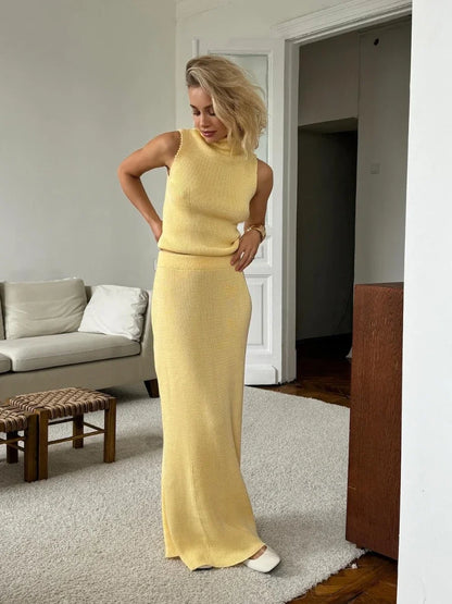 Bornladies New Chic Knitted Vest Skirt 2-Piece Set