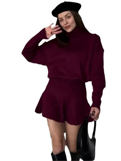Elegant French Knitt Skirt Two Piece Set