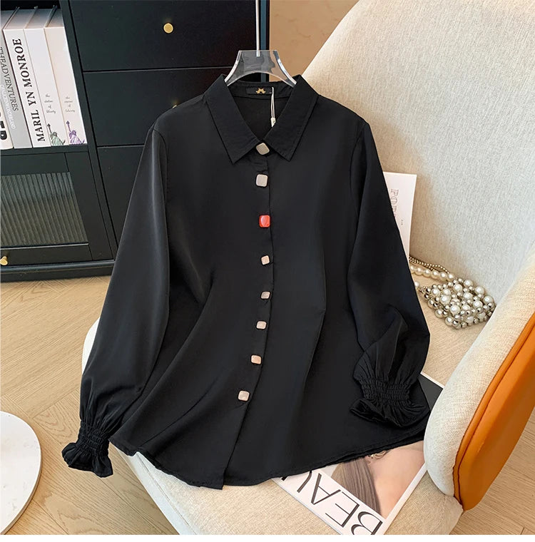 women's white and black solid color shirt elastic