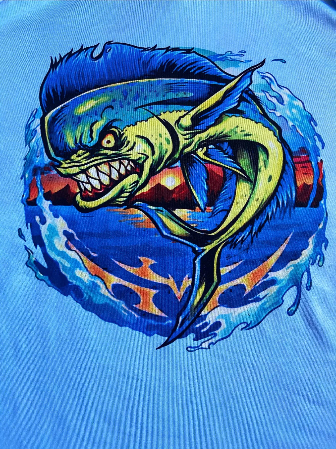 Riding Tops Wear Blue Fishing Shirt UPF 50+