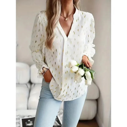 Women's Plus Size 1XL-5XL Fashion V-neck Shirt