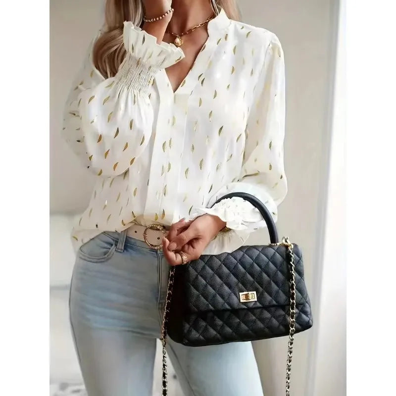 Women's Plus Size 1XL-5XL Fashion V-neck Shirt