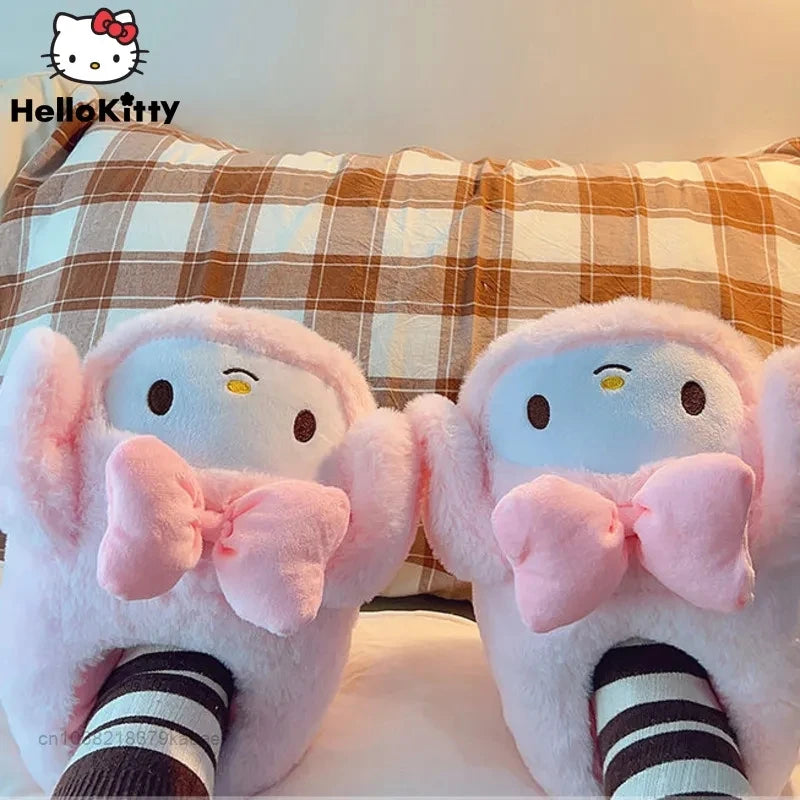 Cartoon Sanrioed Kuromi Kitty Y2K Plush Slippers