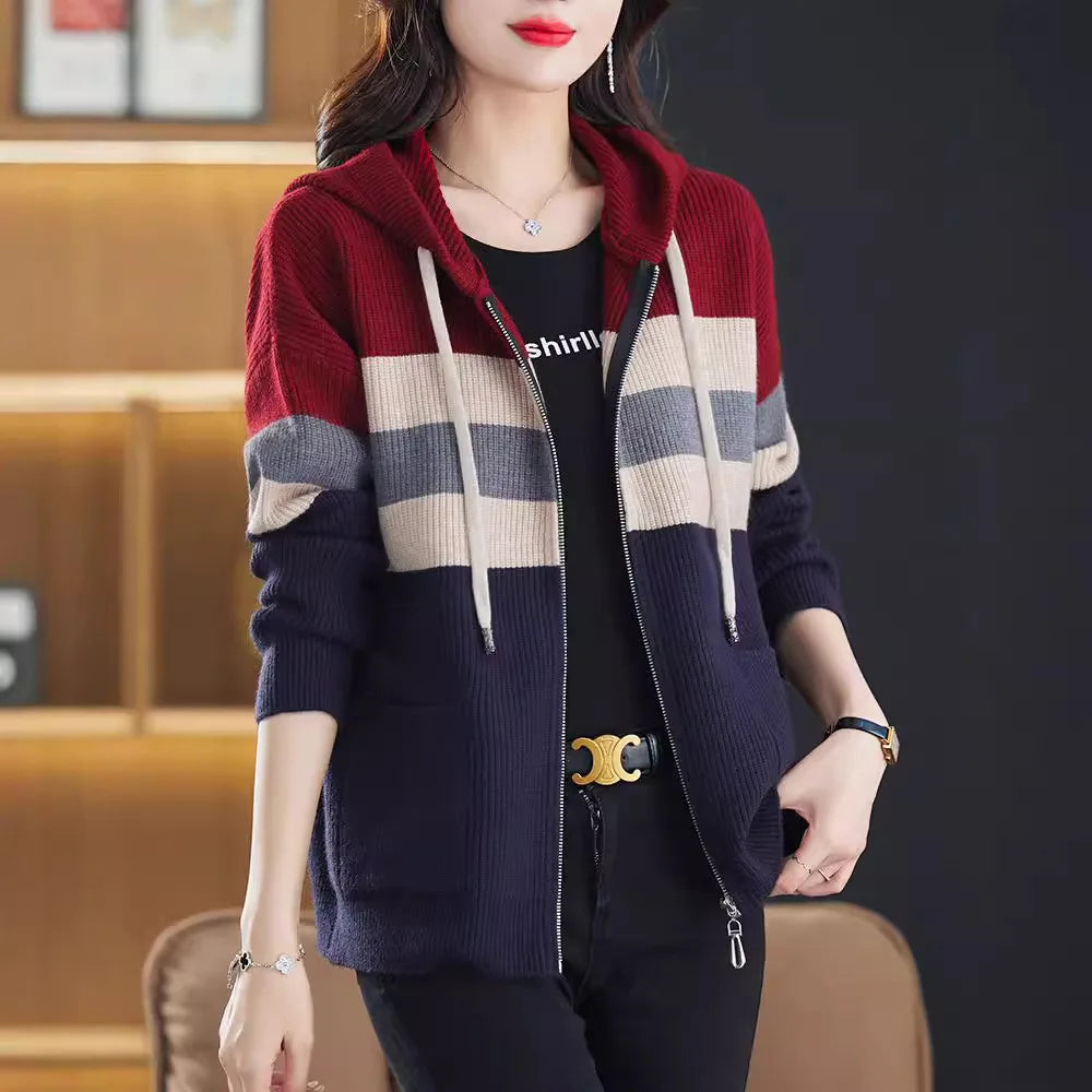 Zipper Knitted Cardigan Sweater Outer Wear