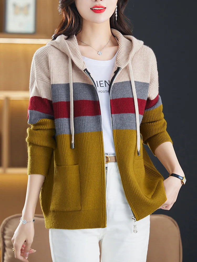 Zipper Knitted Cardigan Sweater Outer Wear