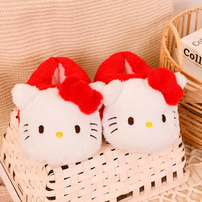 Cartoon Sanrioed Kuromi Kitty Y2K Plush Slippers