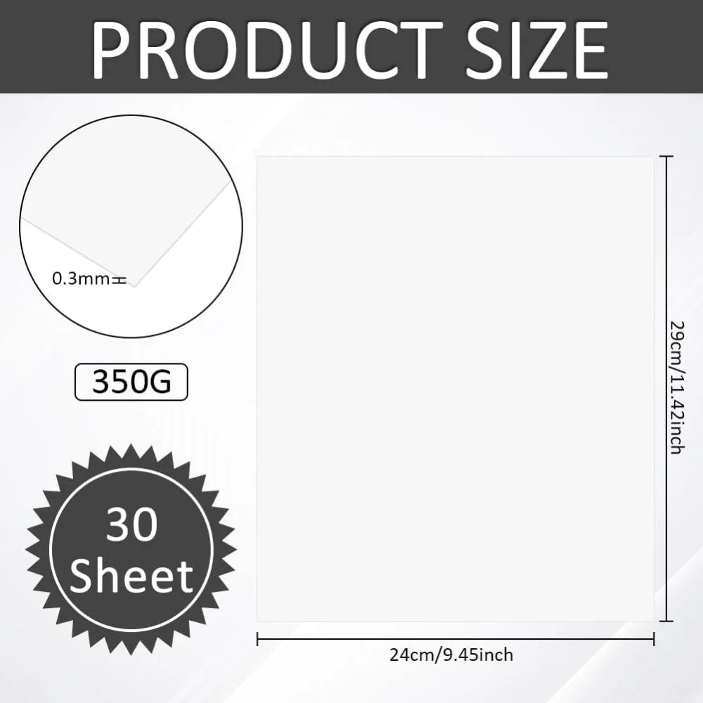 30Pcs White Rectangle Shirt Inserts 11.4x9.4inch Foldable